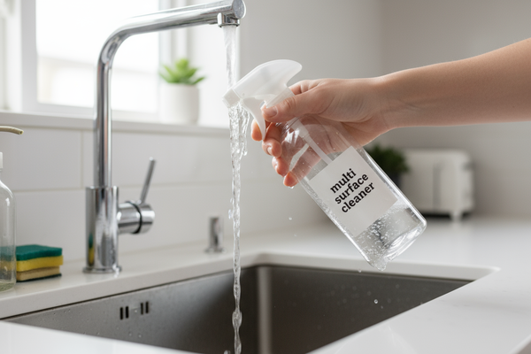 Zoom out a bit, and hold the bottle top under the tap or not near it